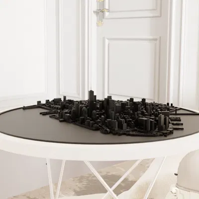 Đường chân trời New York - Bản đồ địa hình tròn STL