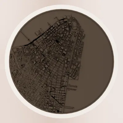 Đường chân trời New York - Bản đồ địa hình tròn STL