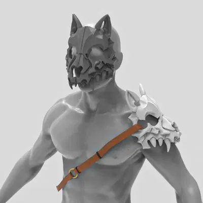 Mặt Nạ Đầu Chó Sói In 3D Cho Cosplay & Halloween