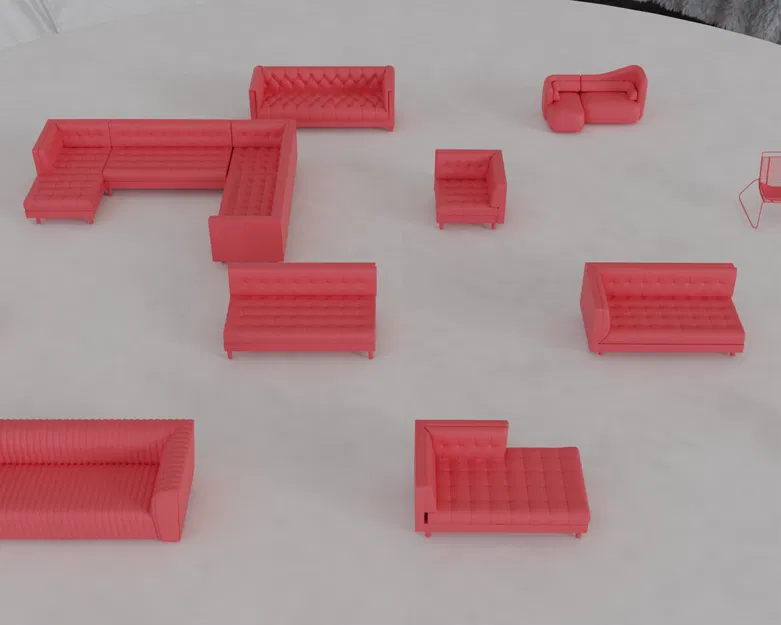 Mô Hình Thu Nhỏ Ghế Sofa & Ghế Ngồi Hiện Đại STL MegaPack 2 – Bernhardt & BoConcept - Image 8