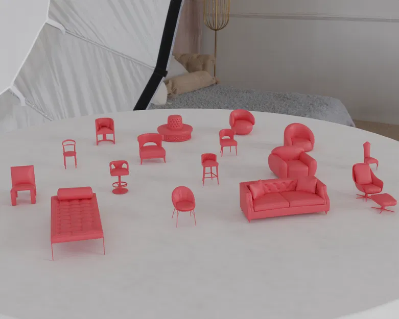 Bộ STL Khủng Ghế, Ghế Đẩu & Sofa Mini Sang Trọng 3 – Brabbu, Calligaris & Hãng Khác - Image 1