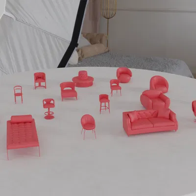 Bộ STL Khủng Ghế, Ghế Đẩu & Sofa Mini Sang Trọng 3 – Brabbu, Calligaris & Hãng Khác
