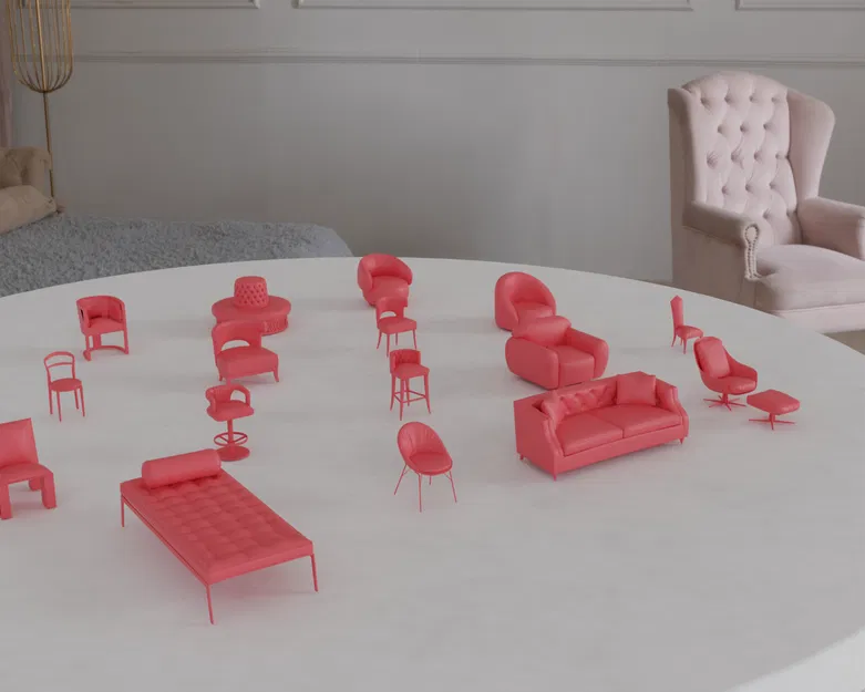 Bộ STL Khủng Ghế, Ghế Đẩu & Sofa Mini Sang Trọng 3 – Brabbu, Calligaris & Hãng Khác - Image 19