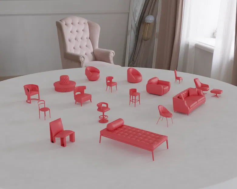 Bộ STL Khủng Ghế, Ghế Đẩu & Sofa Mini Sang Trọng 3 – Brabbu, Calligaris & Hãng Khác - Image 20