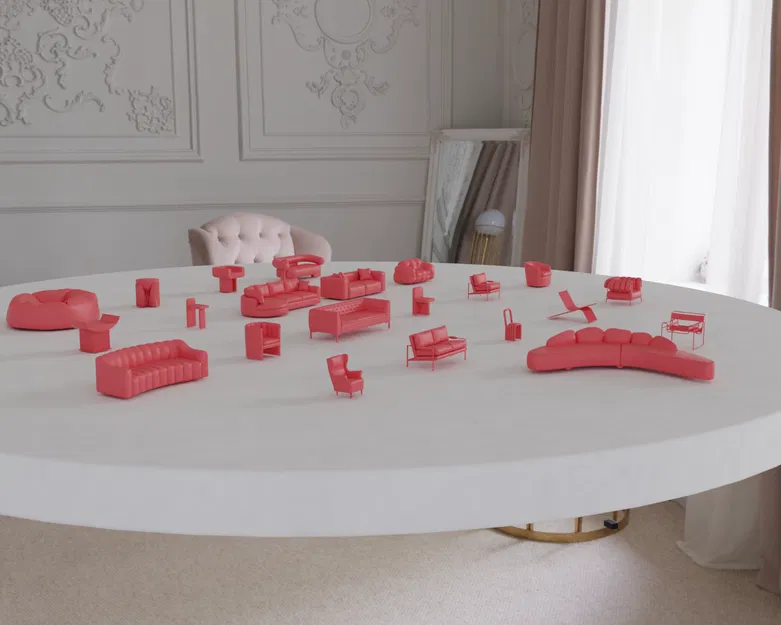 Bộ STL Nội Thất Thu Nhỏ Cổ Điển & Hiện Đại 4 – Sofa, Ghế, Bàn & Hơn Thế Nữa - Image 1