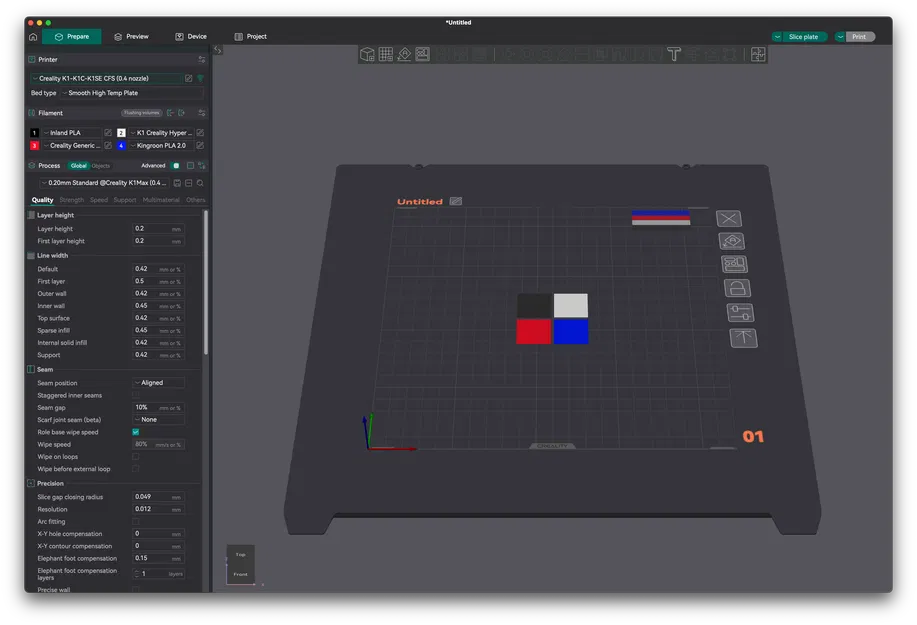 Cấu hình Orca Slicer Nâng cấp CFS cho K1/K1C/K1SE - Test-v8 - Image 1