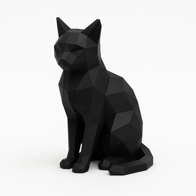 Mèo Low-Poly Ngồi - Image 1