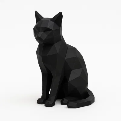 Mèo Low-Poly Ngồi