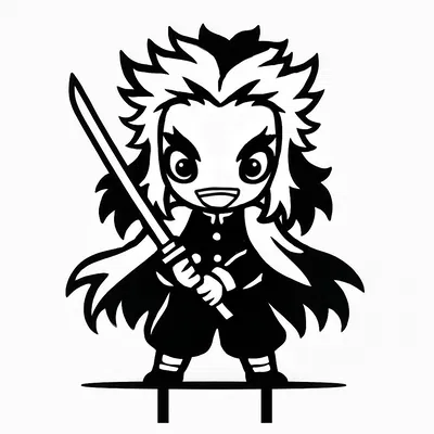 Rengoku Chibi 2D Art - Thợ Săn Quỷ (2 phiên bản)
