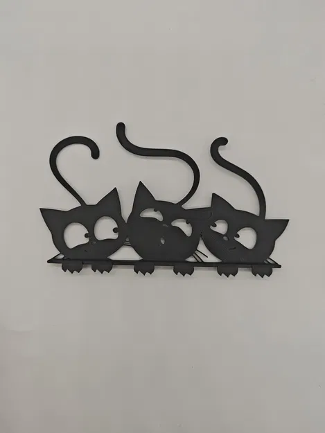 Tranh 3 Mèo Đen Treo Tường / Cửa - Có Chân Đế + Bản Phẳng #1 - Image 2