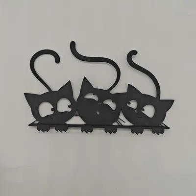 Tranh 3 Mèo Đen Treo Tường / Cửa - Có Chân Đế + Bản Phẳng #1