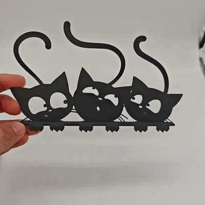 Tranh 3 Mèo Đen Treo Tường / Cửa - Có Chân Đế + Bản Phẳng #1