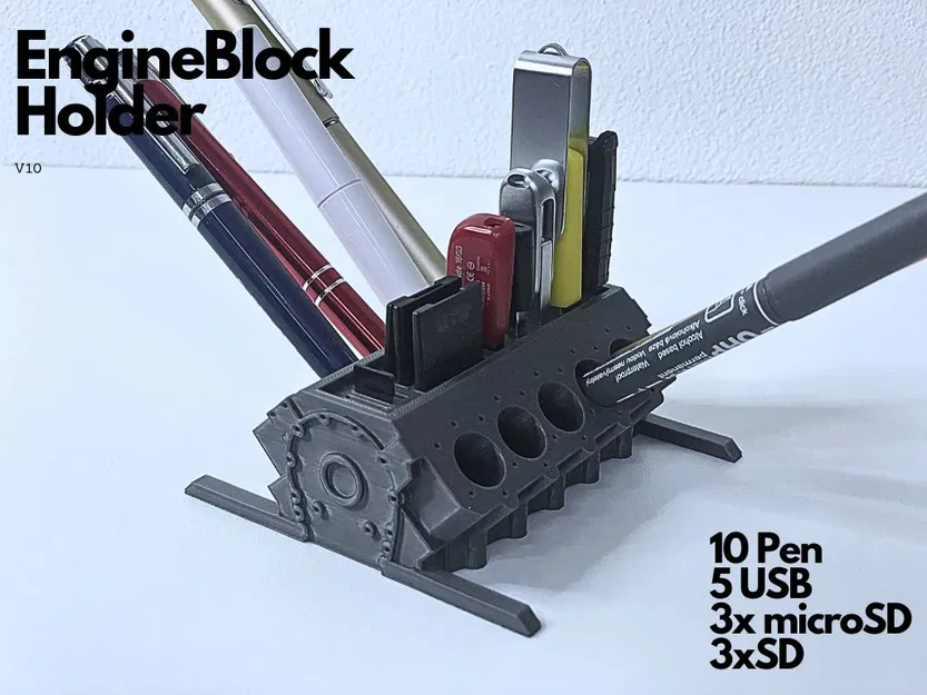 Hộp Đựng Bút Khối Động Cơ V10 (USB, SD, microSD) - Image 1