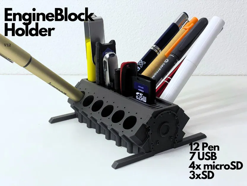Kệ Đựng Bút Hình Khối Động Cơ V12 (USB, Thẻ Nhớ) - Image 1