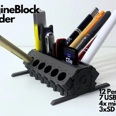 Kệ Đựng Bút Hình Khối Động Cơ V12 (USB, Thẻ Nhớ)