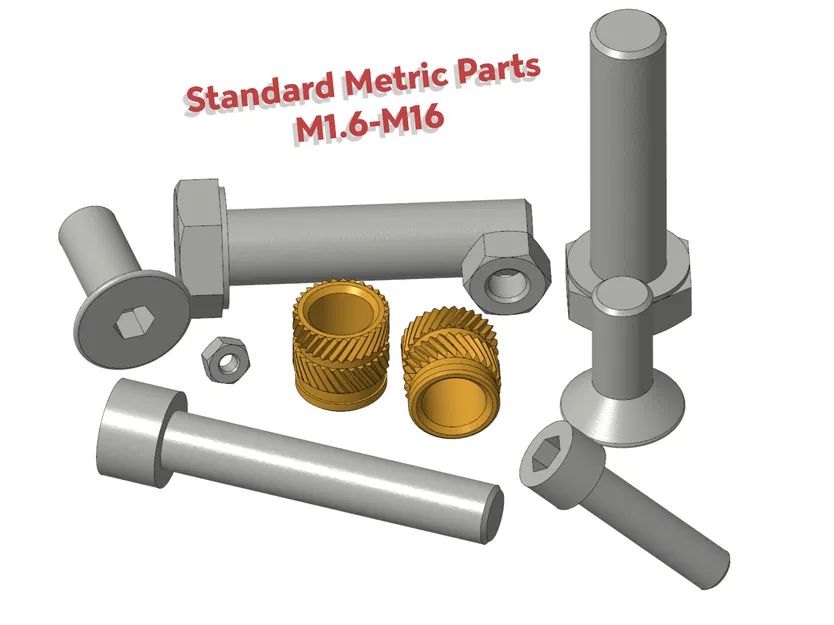 Ốc, vít và phụ kiện M1.6-M16 cho CAD (STEP) - Image 1