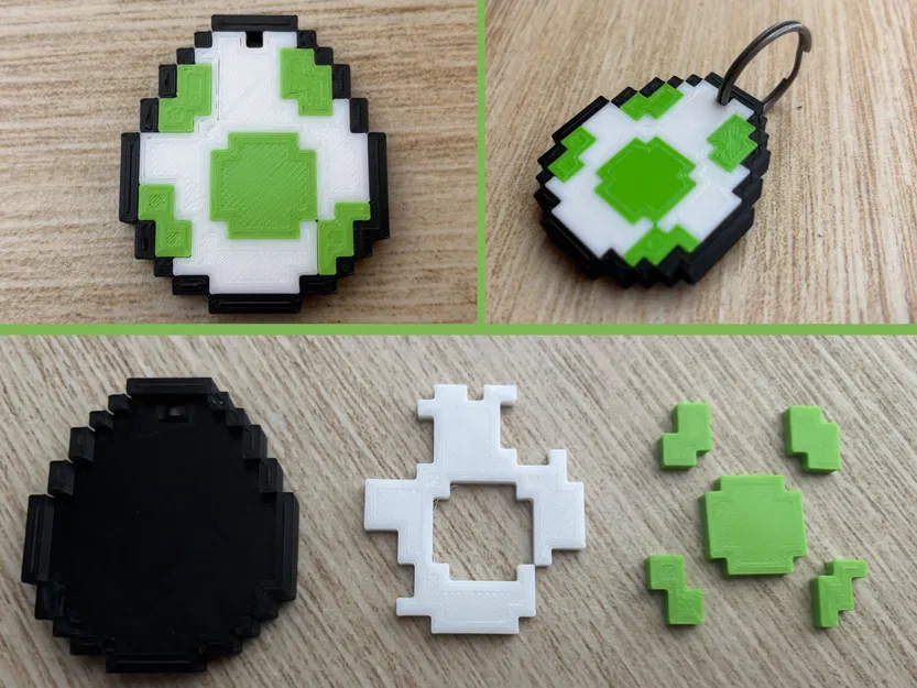 Móc Khóa Trứng Yoshi 8-bit – Lắp Ráp Dễ Dàng Không Cần Keo - Image 1