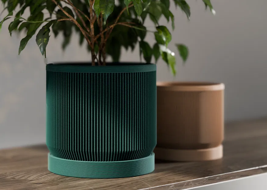 Chậu Cây Hiện Đại Giữa Thế Kỷ Có Khay Hứng Nước - Image 2