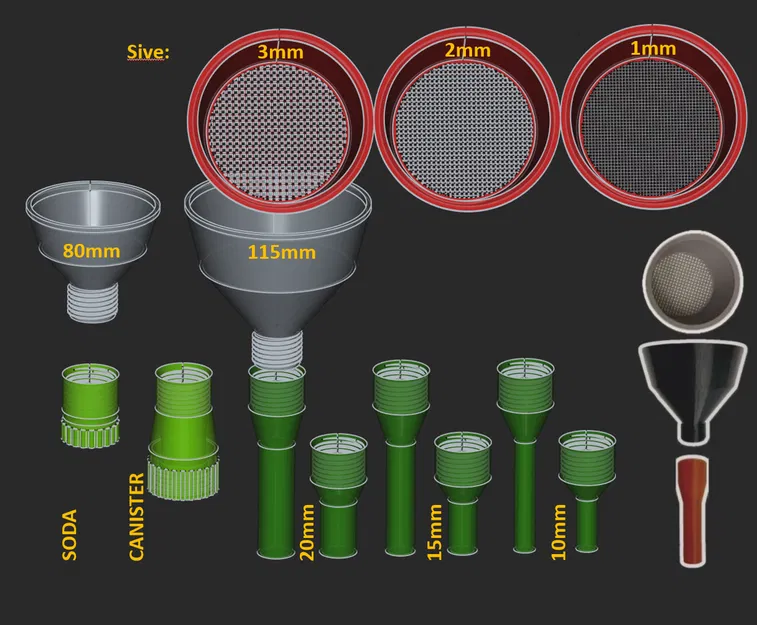 2x Phễu Đa Năng Có Lưới Lọc & Đầu Nối - Cập Nhật V4 + Phễu 80mm! - Image 1
