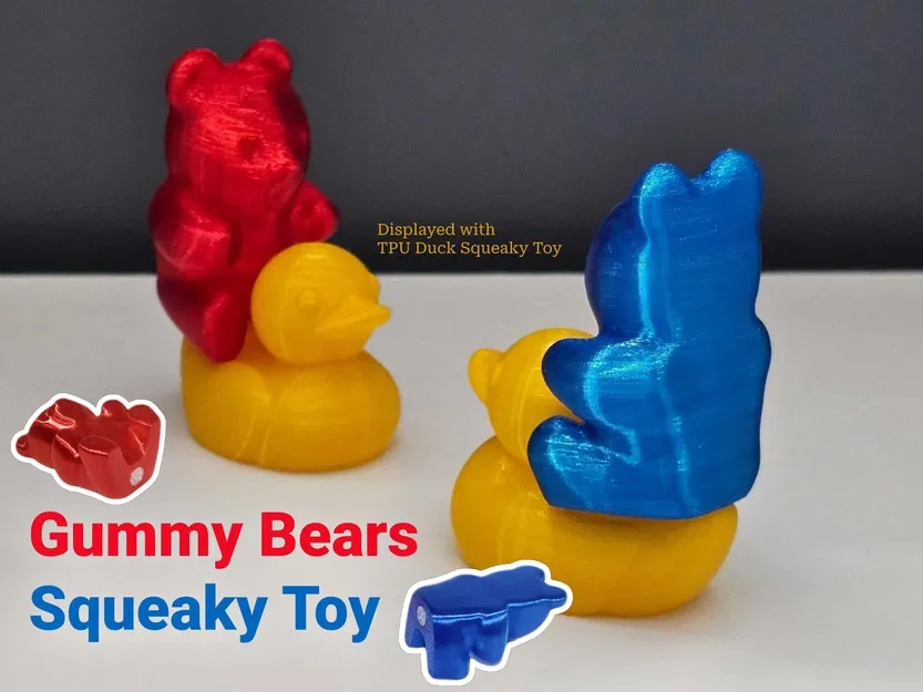 Gấu Dẻo | Bao gồm 3mf làm đồ chơi phát tiếng kêu TPU | Tương thích với "The Squeaker!" của SpoolDesigns - Image 2