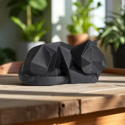 Mèo Con Low Poly Dễ Thương Đang Chờ