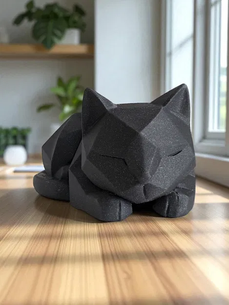 Mèo Con Low Poly Dễ Thương Đang Chờ - Image 4