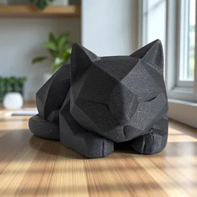 Mèo Con Low Poly Dễ Thương Đang Chờ