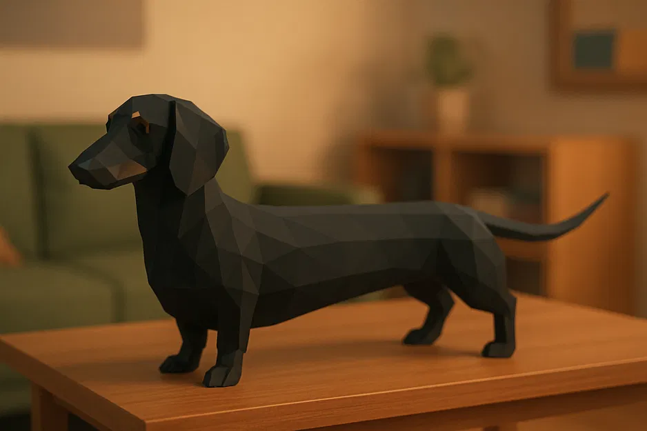 Chó Dachshund Phong Cách Low-Poly - Image 1