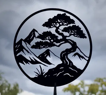 Tranh Tường/Cửa Sổ Bonsai Núi Thiền 2D - Image 1