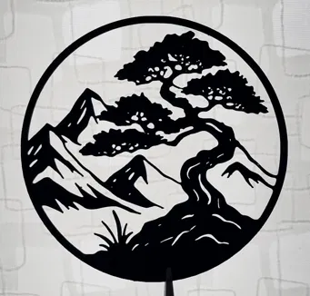 Tranh Tường/Cửa Sổ Bonsai Núi Thiền 2D - Image 2