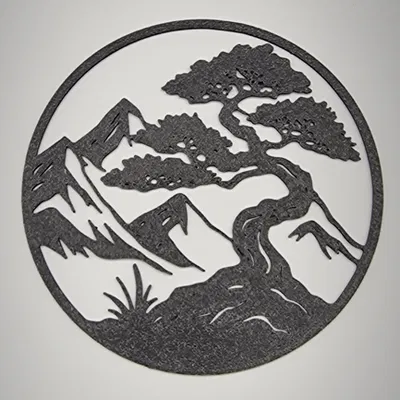 Tranh Tường/Cửa Sổ Bonsai Núi Thiền 2D