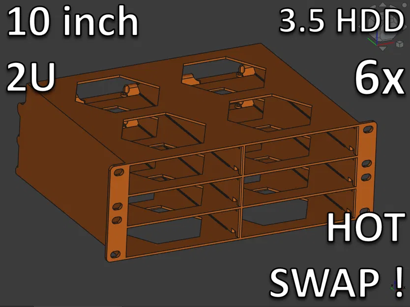 Giá đỡ Rack 10 inch 2U : 6 x HDD 3.5 inch - Hot Swap ! - Image 1