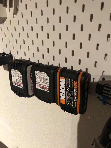 Giá đỡ pin 2in1 cho Worx / Pattfield 20V gắn hệ thống IKEA Skadis - Image 3