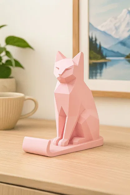 Giá Đỡ Điện Thoại Mèo Low Poly (Không Cần Chân Đỡ) - Đã Sửa - Image 2