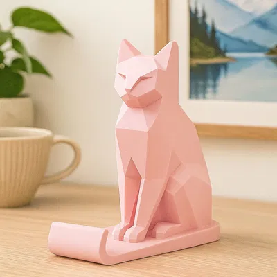 Giá Đỡ Điện Thoại Mèo Low Poly (Không Cần Chân Đỡ) - Đã Sửa