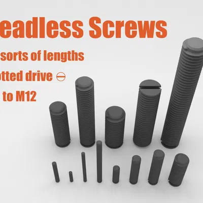 Ốc Vít Không Đầu Rãnh M2 - M12 Nhiều Độ Dài (Có File STEP)