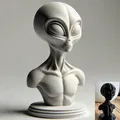 Tượng Bán Thân Người Ngoài Hành Tinh Alien Bust - Thumbnail 1