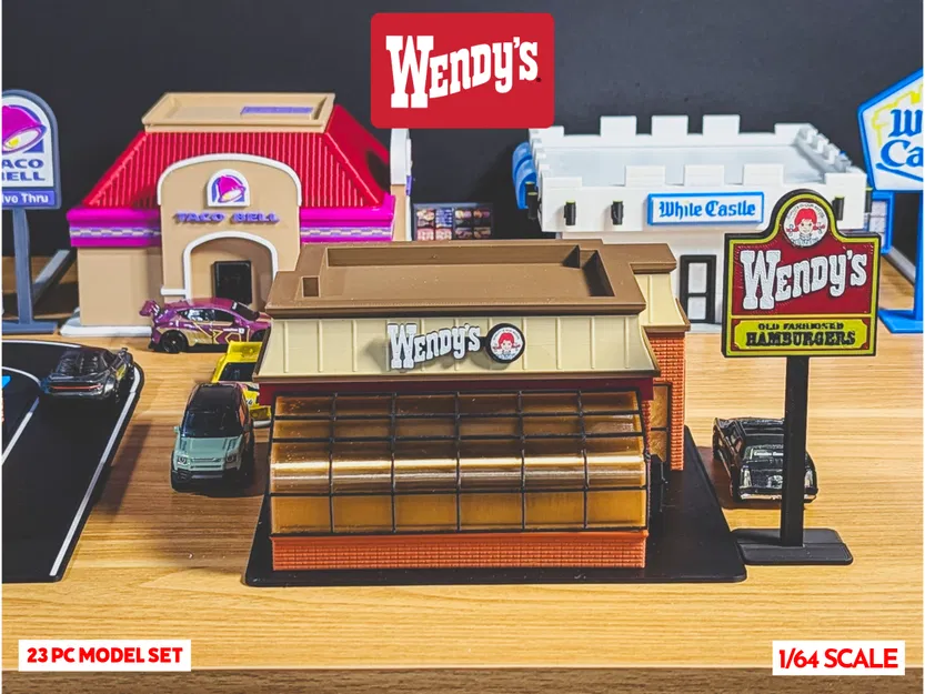 Bộ Mô Hình Wendy's Cổ Điển - Tỷ Lệ 1:64 Diorama - Image 1