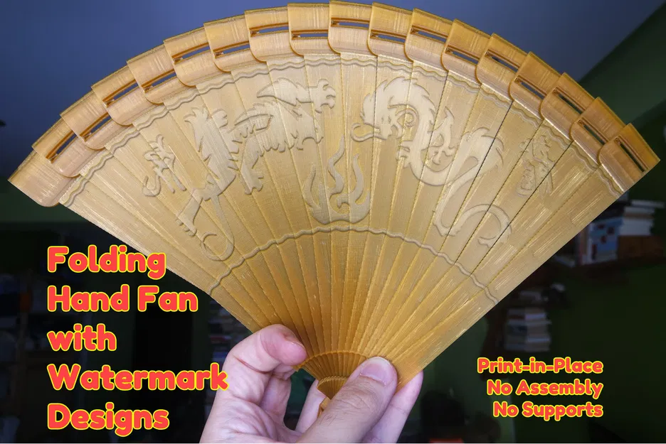 Quạt Giấy Gấp Họa Tiết Chìm - In Liền - Không Cần Lắp Ráp - Không Hỗ Trợ - Image 1