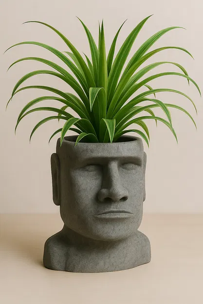 Chậu Cây Đầu Moai - Phong Cách Đảo Phục Sinh - Image 1