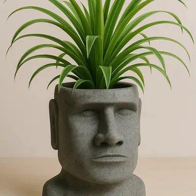 Chậu Cây Đầu Moai - Phong Cách Đảo Phục Sinh