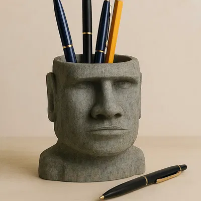 Chậu Cây Đầu Moai - Phong Cách Đảo Phục Sinh