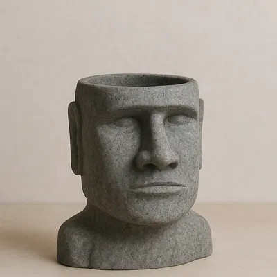 Chậu Cây Đầu Moai - Phong Cách Đảo Phục Sinh