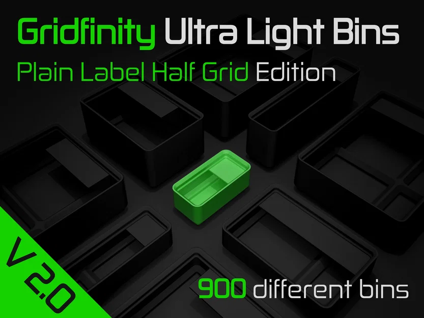 Khay Siêu Nhẹ Gridfinity - Phiên Bản Nhãn Trơn Nửa Lưới - Image 1