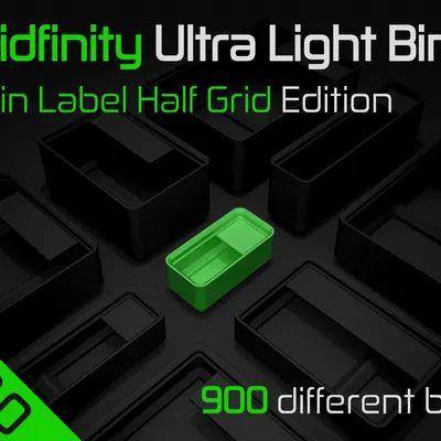 Khay Siêu Nhẹ Gridfinity - Phiên Bản Nhãn Trơn Nửa Lưới