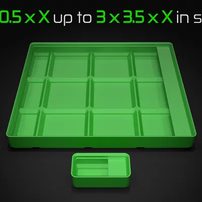 Khay Siêu Nhẹ Gridfinity - Phiên Bản Nhãn Trơn Nửa Lưới