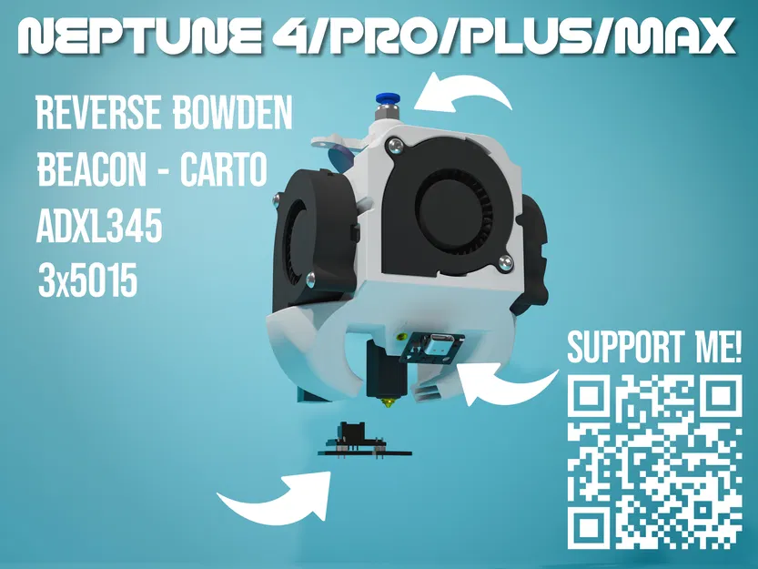 SF 3x5015 Neptune 4 fan mod shroud - Tối ưu hóa, hỗ trợ beacon/cartographer nâng cao - Image 1