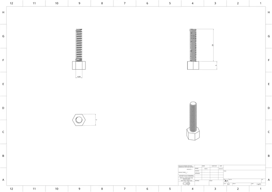 Ốc Vít và Đai Ốc M4 × 0.7 mm (In 3D, Ren ISO) - Image 2