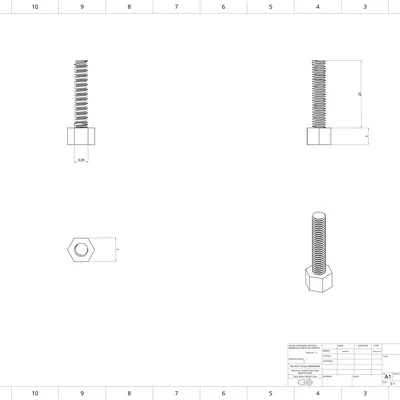 Ốc Vít và Đai Ốc M4 × 0.7 mm (In 3D, Ren ISO)