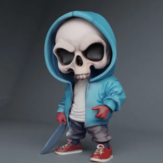 Chàng Trai Cool Ngầu Skull Áo Hoodie Kèm Dao và Phiên Bản Keychain! - Image 1